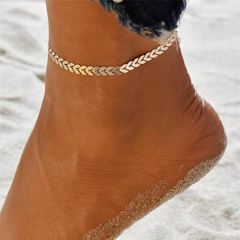 Boho Double Layer Anklets for Women Pearl Streaming Pendant Foot Chains 8 Shape Beach Bracelet Anklets Solar System Bracelet